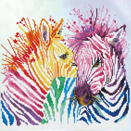 DIAMOND DOTZ® Original Diamond Painting   Rainbow Zebras 40 x 40 cm 14.563 Diamant Mosaiksteine Krea