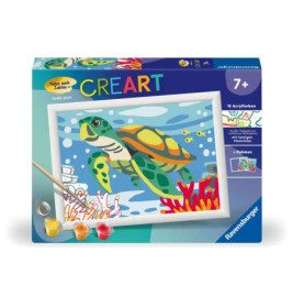 Malen-nach-Zahlen-Set von Ravensburger für Kinder ab 7, Motiv: bunte Meeresschildkröte.