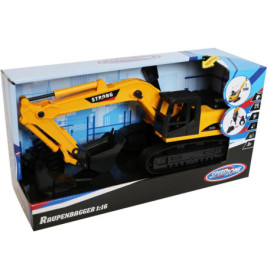 Spielzeug-Bagger in Box Raupenbagger 1:16 mit Speedzone-Logo auf der Verpackung.
