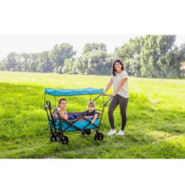Outdoor active Bollerwagen   Petrol   mit Dach, faltbar