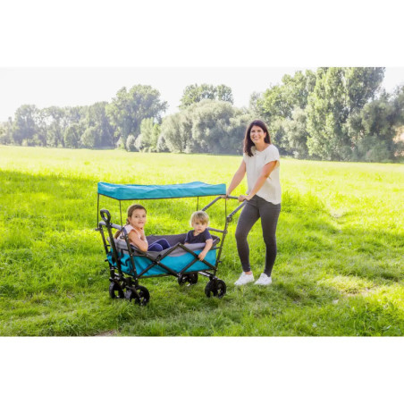 Outdoor active Bollerwagen   Petrol   mit Dach, faltbar