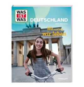 Mädchen mit Fahrrad vor dem Brandenburger Tor Buchcover Was ist was: Deutschland.