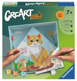 Malset mit Katzenmotiv, zwei malende Hände, ab 7 Jahren, von Ravensburger.