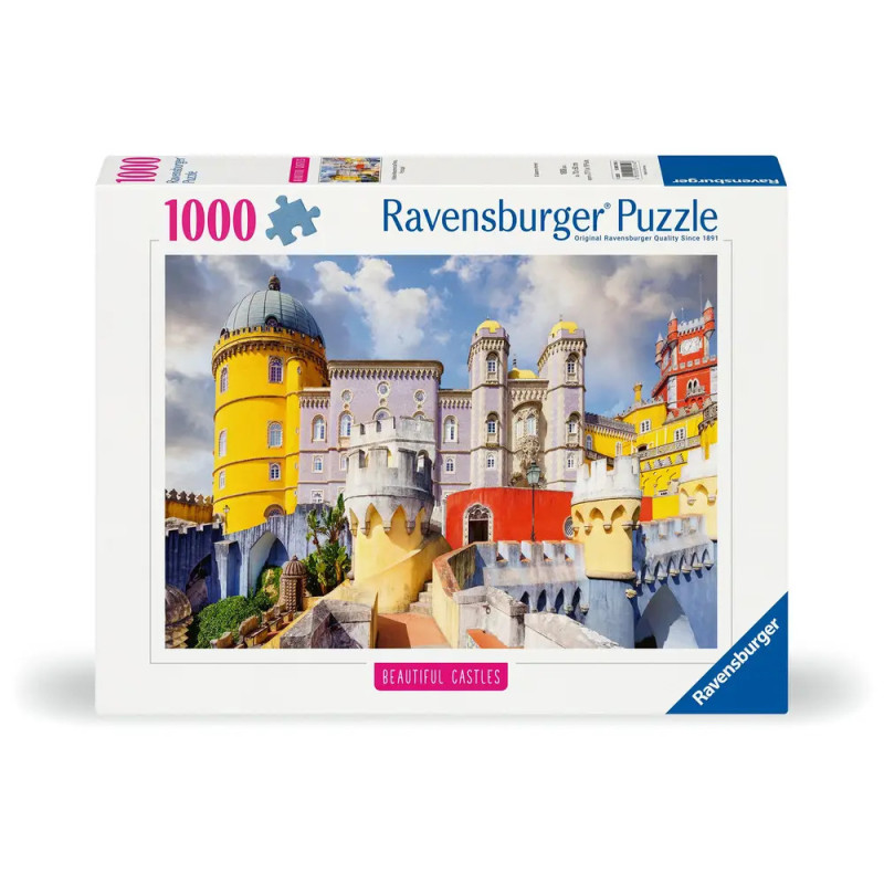 Ravensburger 1000-Teile-Puzzle mit buntem Schloss, Türmen und Kuppeln auf dem Karton.