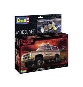 Revell Modellbausatz von Jim Hoppers Chevy Blazer aus Stranger Things, inklusive Farben und Pinsel.