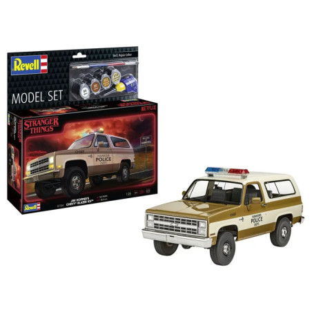 Model Set Stranger Things Chevrolet K5 Blazer, Revell Modellbausatz mit Basiszubehör Model Set Stranger Things Chevrolet K5 Blazer, Revell Modellbausatz mit Basiszubehör