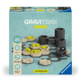 GraviTrax Junior Erweiterungsset für Kinder von 3-7 Jahren, 36 Teile abgebildet auf der Box.