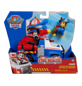 Paw Patrol Chase Fire Rescue Spielset mit Chase-Figur und Feuerwehrauto in bunter Verpackung.