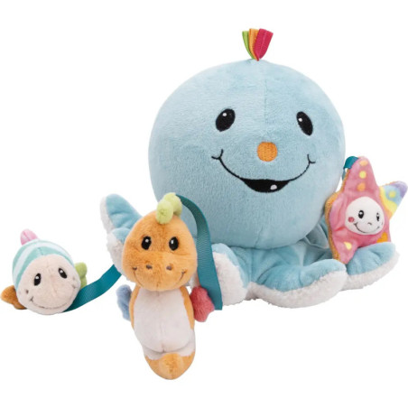 Badekuscheltier Oktopus Octily mit 3 Spielfiguren in Geschenkverpackung