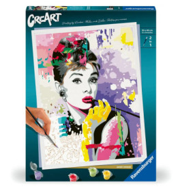 Malset mit farbenfrohem Pop-Art-Porträt einer Frau, teils bemalt, teils zum Ausmalen.