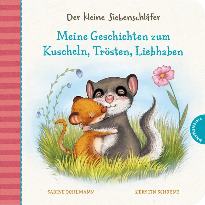 Eine Maus und eine Bilchmaus umarmen sich freundlich auf einer Wiese. Eine Maus und eine Bilchmaus umarmen sich freundlich auf einer Wiese.