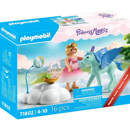 Playmobil Princess Magic Set mit Prinzessin, Einhorn, Wolke und Schloss auf der Verpackung.