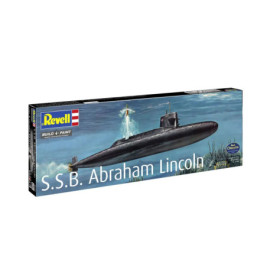 Revell-Bausatz S.S.B. Abraham Lincoln mit Unterwasser-Abbildung des U-Boots auf der Verpackung.