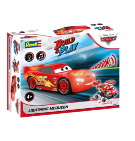 Revell Build & Play Lightning McQueen Bausatz mit Cars-Figur vorne auf der Verpackung.