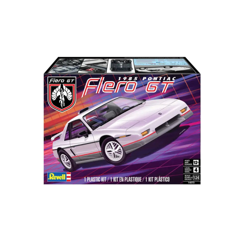 Revell Bausatzbox für einen Pontiac Fiero GT 1985 mit Autoabbildung auf der Vorderseite.