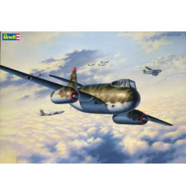 Gemälde eines WWII-Jets über Wolken mit weiteren Flugzeugen Revell-Logo in der Ecke.