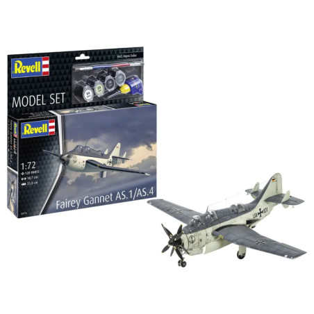 Revell-Box mit gebautem 1:72 Modell der Fairey Gannet AS.1/AS.4 davor ausgestellt.