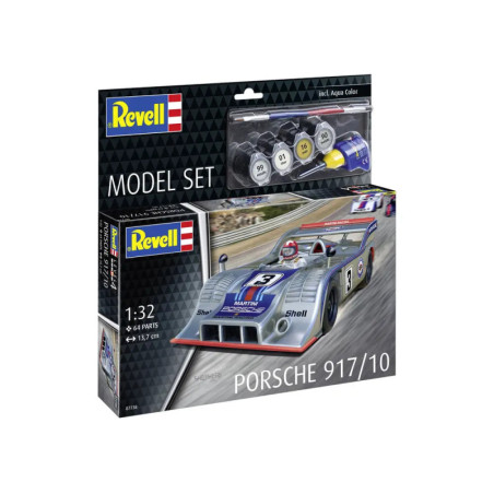 Revell Modellset: Porsche 917/10 im Maßstab 1:32 mit Farben und Pinsel in der Verpackung.