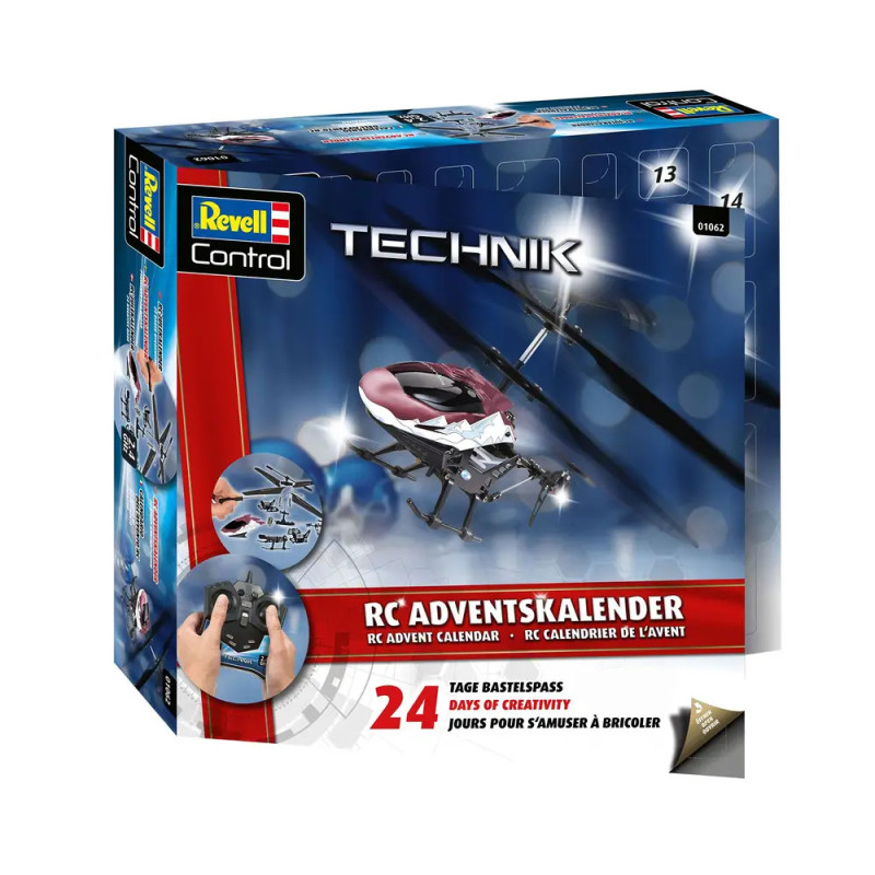 Revell Control RC Adventskalender-Box mit ferngesteuertem Hubschrauber auf der Vorderseite.