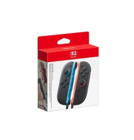 Nintendo Switch Joy-Con Controller in Originalverpackung, rot und blau, auf weißem Hintergrund.