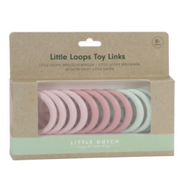 Schachtel mit rosa-grünen Little Loops Spielringen von Little Dutch für Babys ab 0 Monaten.