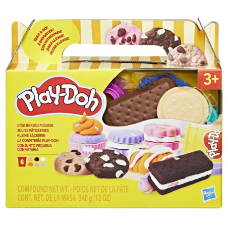 Play-Doh Little Bakery Set mit Spielknete-Desserts und Backwaren, geeignet ab 3 Jahren.