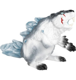 Weiß-graues Fantasiewesen-Spielzeug mit eisigen Rückenspikes und roten Narben im Gesicht.