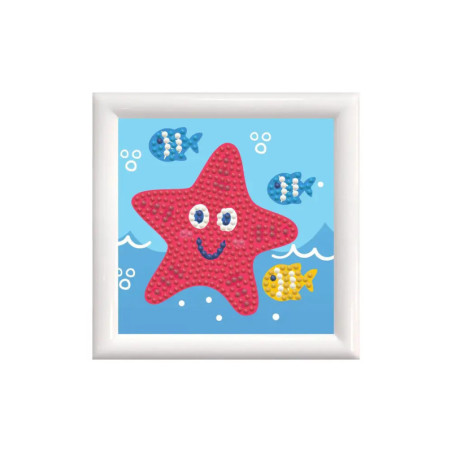 DIAMOND DOTZ® Original Diamond Painting   Happy Starfish   9,5 x 9,5 cm mit Bilderrahmen, Bastelset