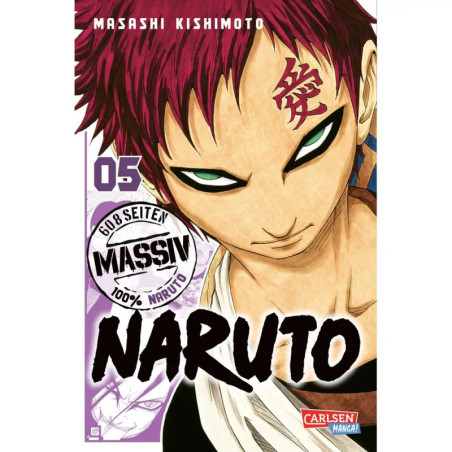 Manga-Cover von Naruto Band 5 mit Gaara, rotem Haar und Stirntattoo.