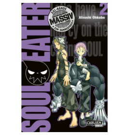 Zwei Animefiguren sitzen auf einem dunklen Cover, mit den Titeln Soul Eater und Massiv in Fettschrift.