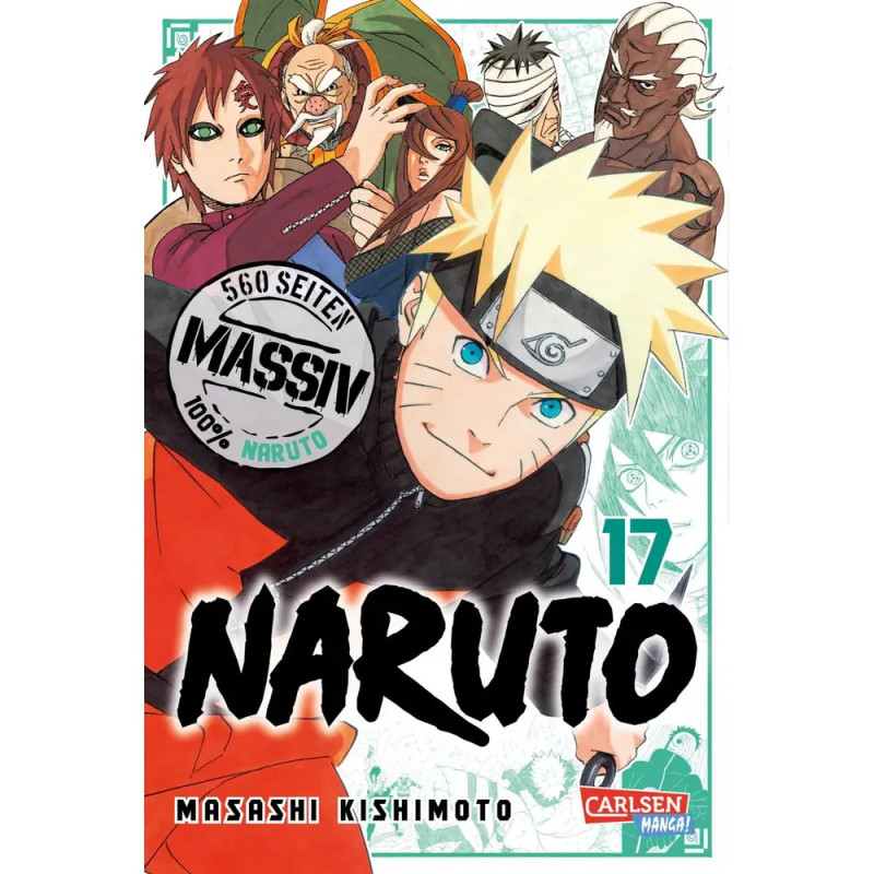 Naruto Manga Band 17 Cover mit Naruto, Hauptfiguren, kräftigem Titel und leuchtenden Farben. Naruto Manga Band 17 Cover mit Naruto, Hauptfiguren, kräftigem Titel und leuchtenden Farben.