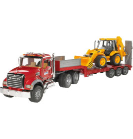 Bruder 02813 MACK Granite LKW , Tieflader und Bagger