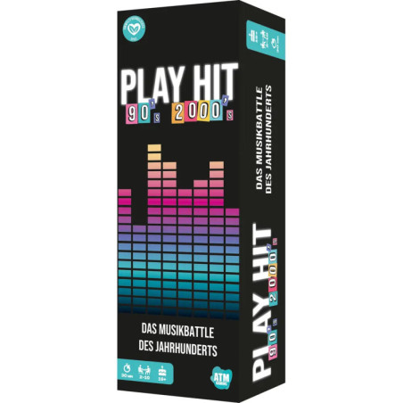 Spielbox Play Hit 90s 2000s mit bunten Equalizer-Balken und deutschem Text.