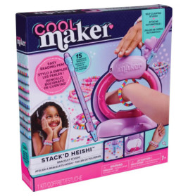 Cool Maker Stackd Heishi Armband-Studio: Box mit Armband-Macher, Perlen und Kindern mit Armbändern.