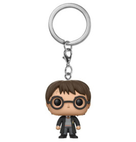 Funko POP! Schlüsselanhänger: Harry Potter mit Brille, schwarzem Umhang und Blitznarbe.