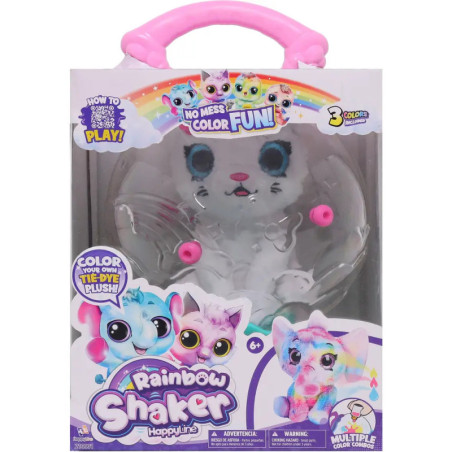 Rainbow Shaker Plüschset in Box, bunte Tierbilder, Aufschrift: Kein Farbchaos!.