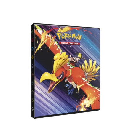 Pokémon-Sammelkartenordner mit Ho-Oh, bunten Streifen und Pokémon-Logo auf dem Cover.