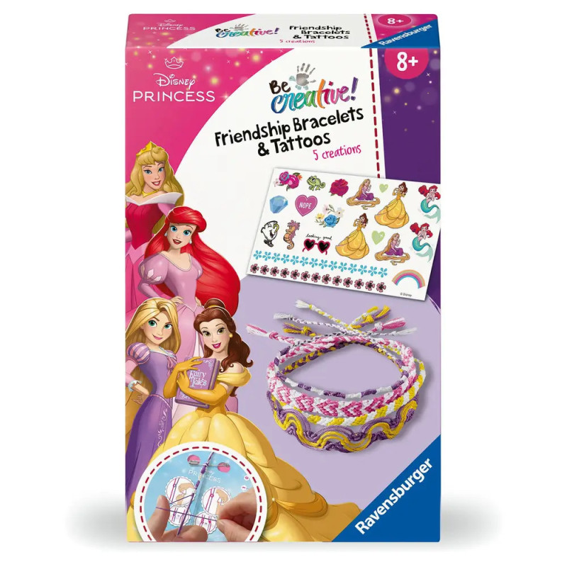 Disney Princess Freundschaftsarmband- und Tattoo-Set für Kinder ab 8 Jahren, mit Prinzessinnen-Motiven.