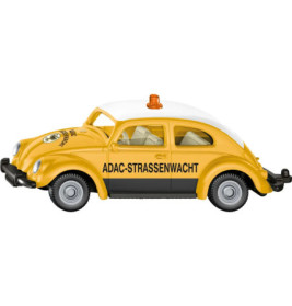 Gelbes Spielzeugauto, seitlich, mit ADAC-STRASSENWACHT-Schrift und orangefarbener Leuchte auf dem Dach.