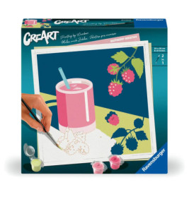 Ravensburger Malen-nach-Zahlen-Set mit Himbeer-Mocktail und Himbeeren auf der Verpackung.