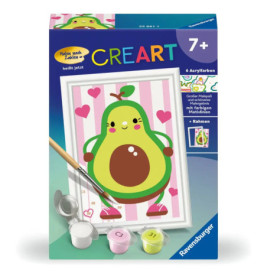 Malkasten mit Avocado-Motiv, kleinen Farbtöpfchen und Pinsel. Geeignet ab 7 Jahren.