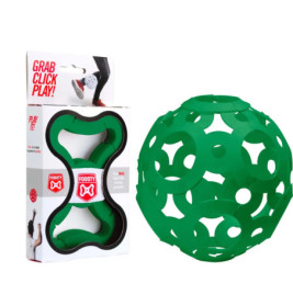 Grüner Gummiball FOOTY mit Verpackung und Anleitung Grab, Click, Play!.