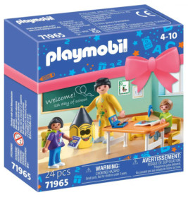 Playmobil Schulset-Box mit Lehrerin, Kindern, Klassenzubehör und Tafel Willkommen! 1. Schultag.