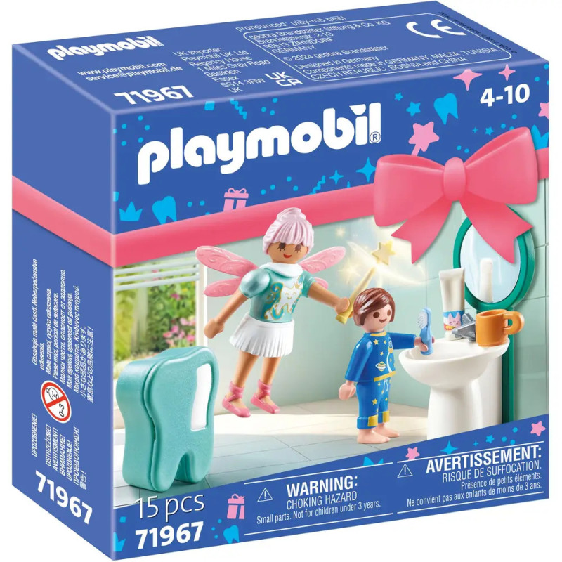 Playmobil Fee und Kind im Bad mit großem Zahn, Set für 4-10 Jahre, 15-teilig.