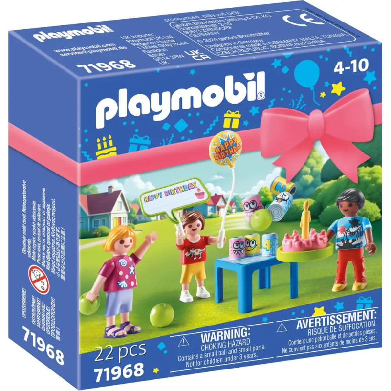 Playmobil-Geburtstags-Set mit Kindern, Kuchen, Ballons und Geschenken, ab 4 Jahren, 22 Teile.