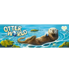 Ein lächelnder Otter treibt auf dem Rücken im Wasser, hält eine Erdkugel, darüber steht Otter World.