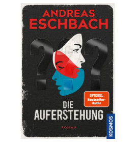 Buchcover von Die Auferstehung: Zwei Gesichter im Fragezeichen auf schwarzem Hintergrund.