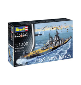 Revell Modellbausatz USS New Jersey: Schlachtschiff auf See mit Flugzeugen, Level 4, Maßstab 1:1200.