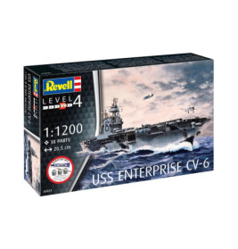 Revell Bausatz USS Enterprise CV-6, Maßstab 1:1200, 38 Teile, Schwierigkeitsgrad 4, Länge 20,5 cm.