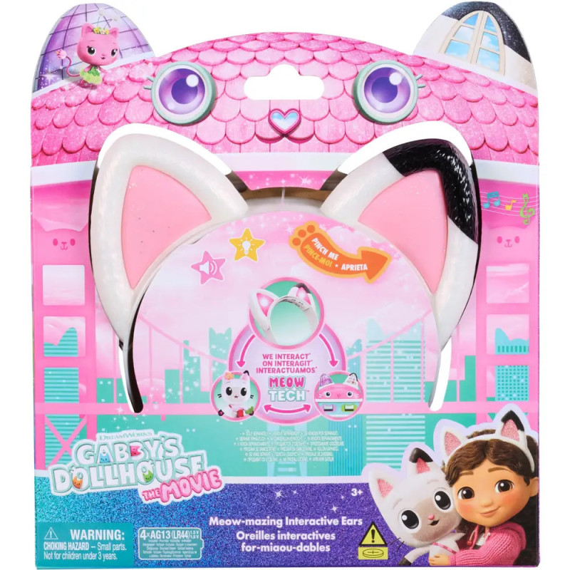 Gabbys Dollhouse Katzenohren-Stirnband im rosa Karton mit Figuren und interaktiven Funktionen. Gabbys Dollhouse Katzenohren-Stirnband im rosa Karton mit Figuren und interaktiven Funktionen.